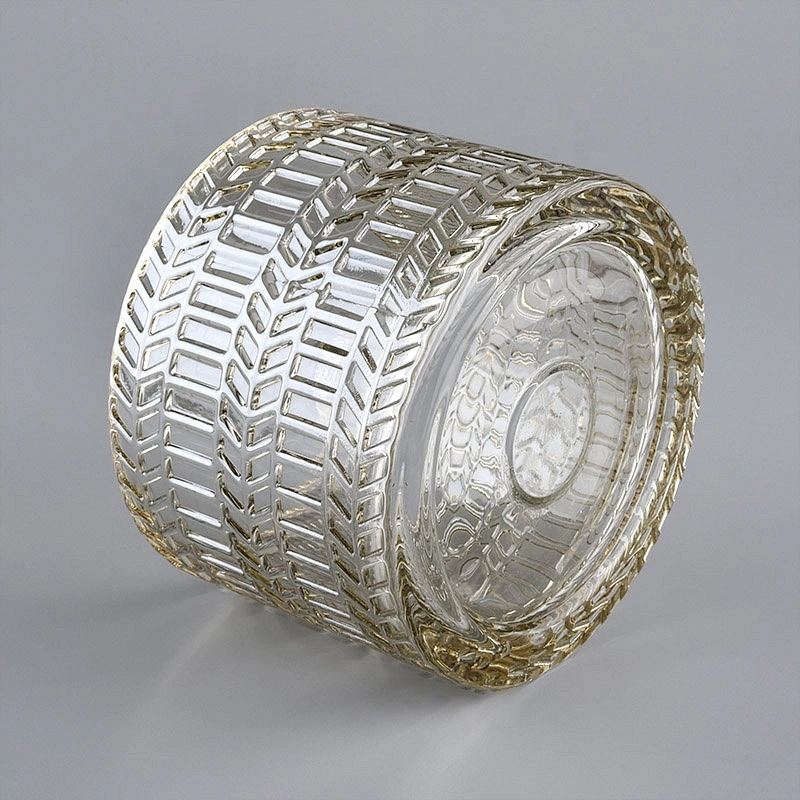 Luxury home decor glass candle jar with glass lid