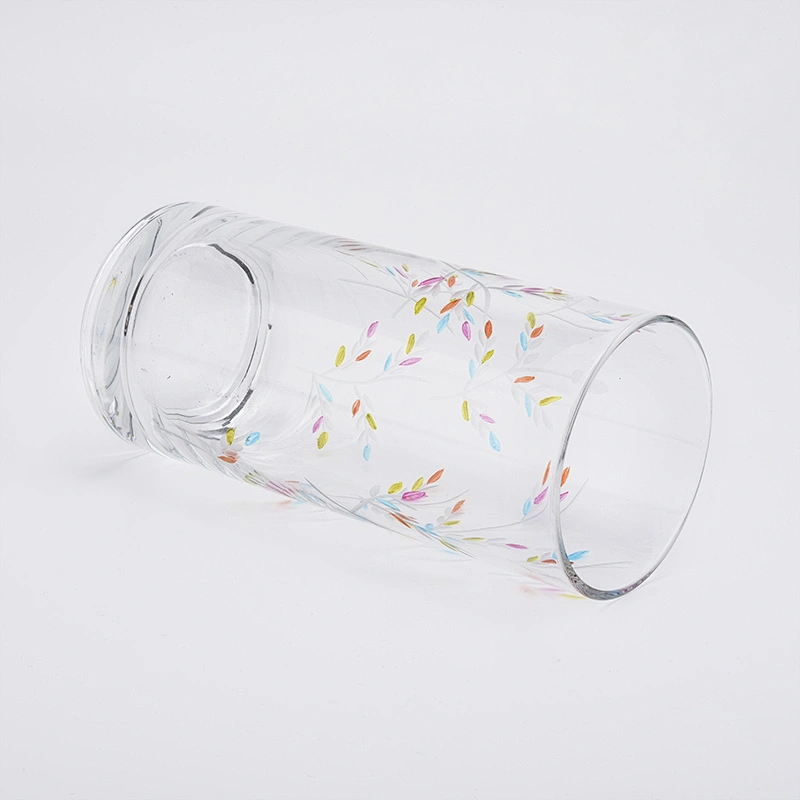 900ml embossed hand drawing glass vase home decorations candle holders