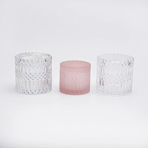 Decorative Pink Glass Candle Holder With Lids