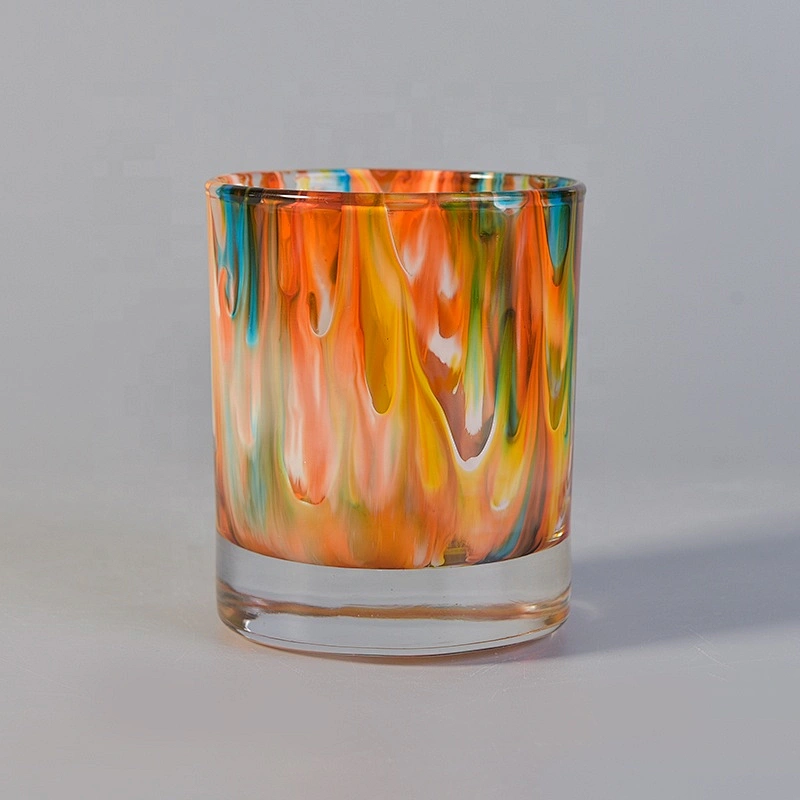 6oz Christmas vintage painted glass candle holder for home decor