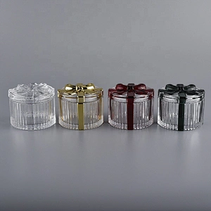 Sunny glassware crystal custom tealight Glass Candle vessel with lids