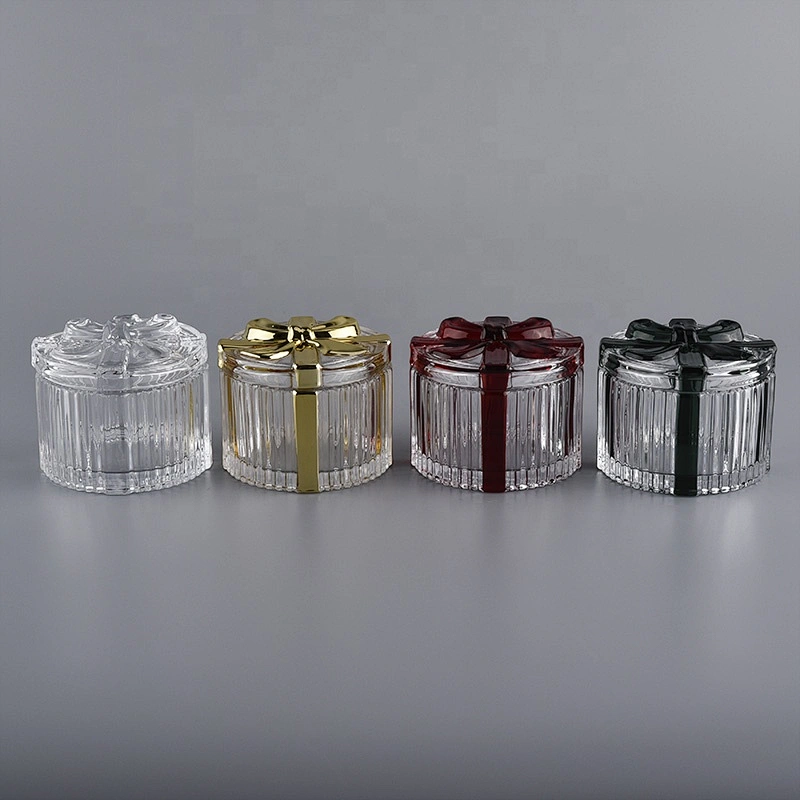 Sunny glassware crystal custom tealight Glass Candle vessel with lids