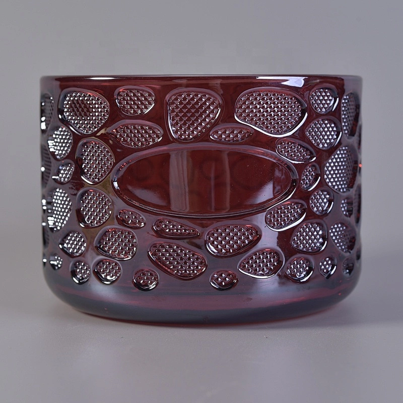 Custom amber round jar candle glass candle container
