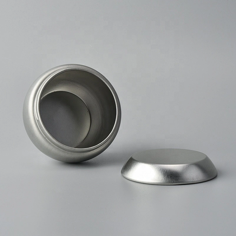 Silver Metal Aluminum round Candle tin jar with cover