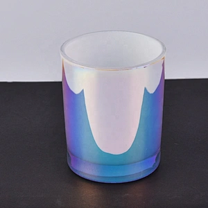 Shiny iridescent glass candle jars for scent candles