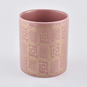 10oz 20oz Wholesales custom electroplated pink luxury ceramic candle jars