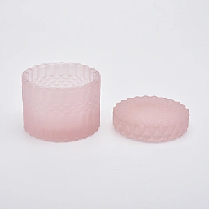 Decorative Pink Glass Candle Holder With Lids