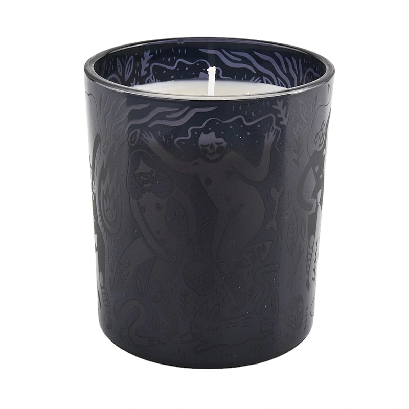 Wholesales luxury black matte cylinder glass candle jar holder