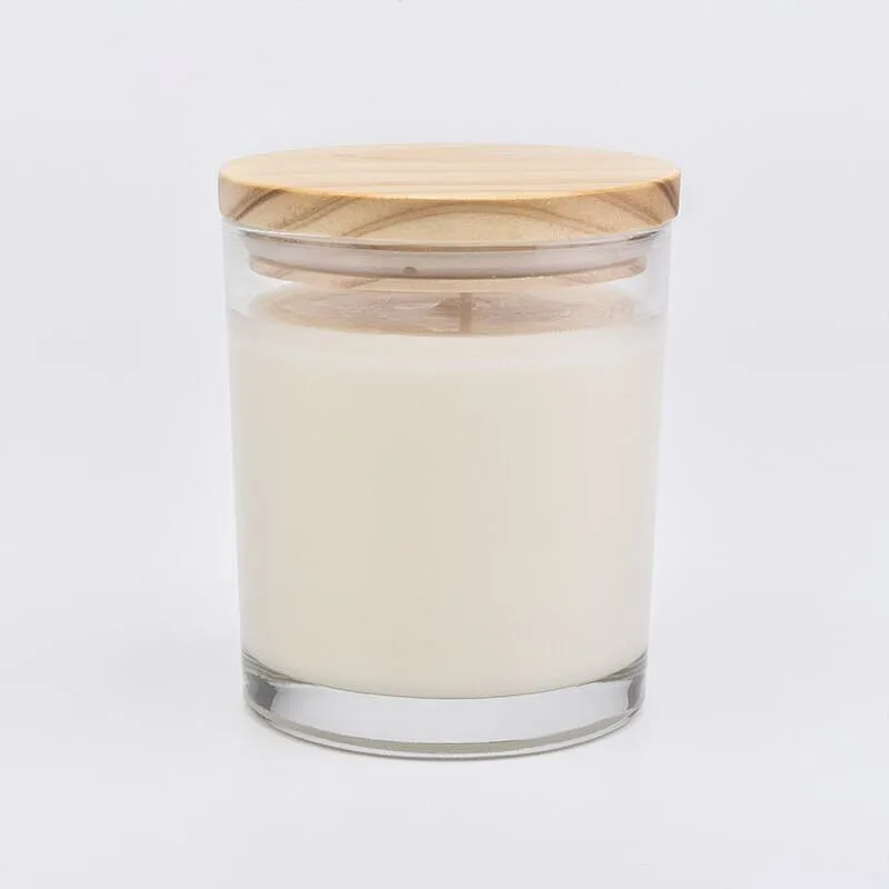 100% Soy Wax Clear Glass Candle Jars With Wooden Lids