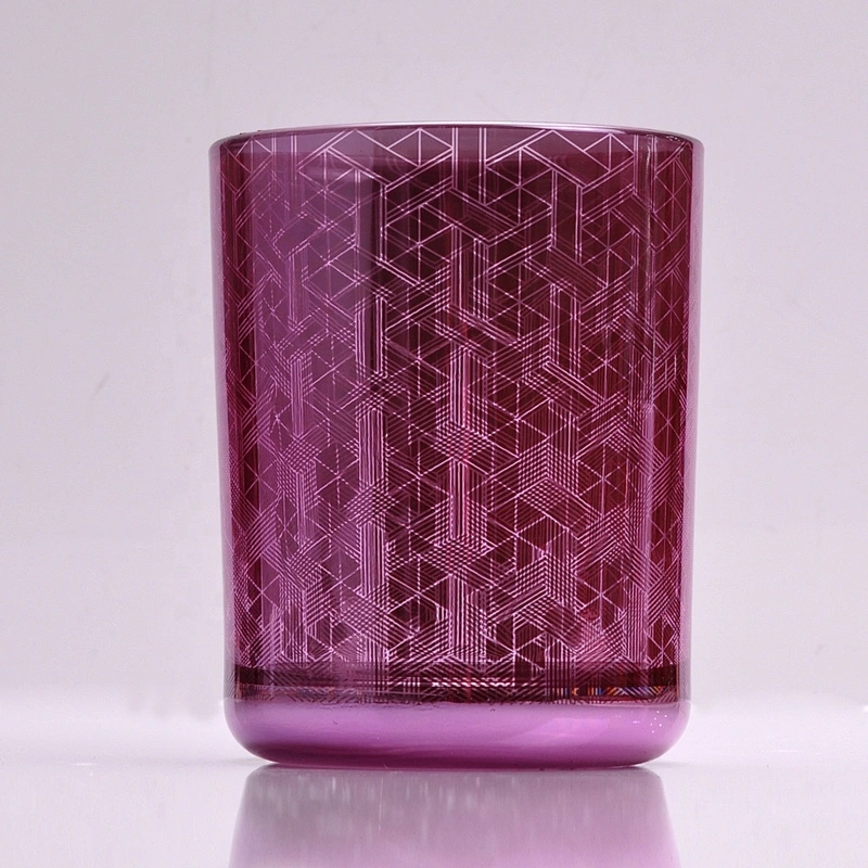New design Wholesales blue engraving votive candle glass holders