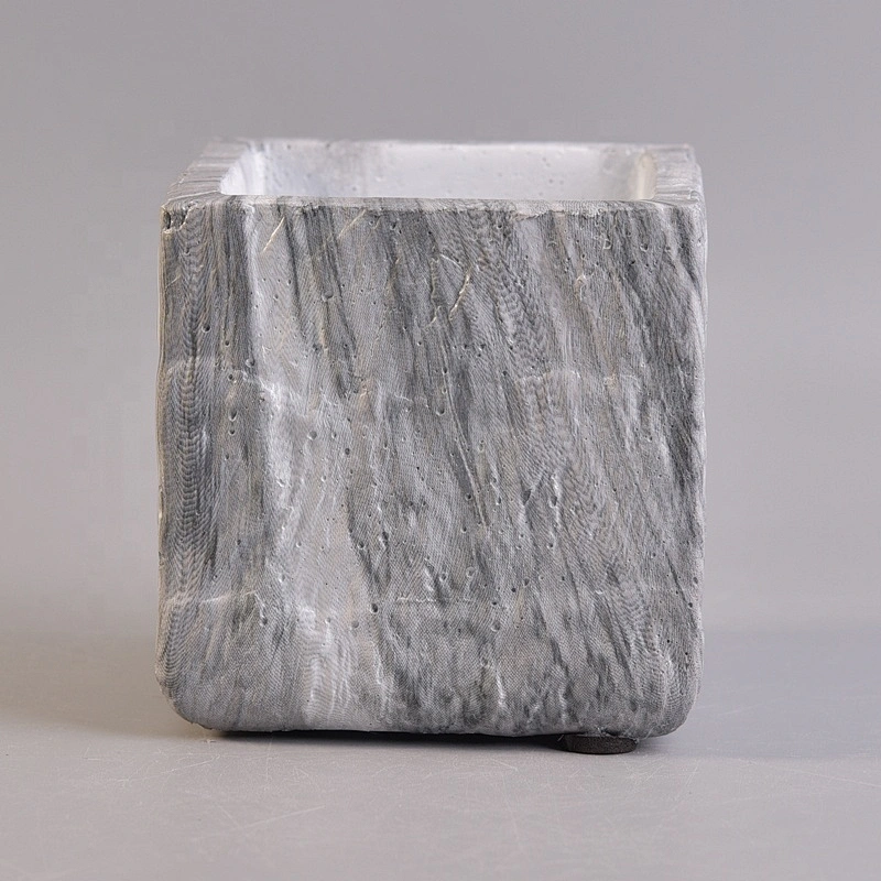 10oz Wholesales Custom square grey Concrete Candle holder