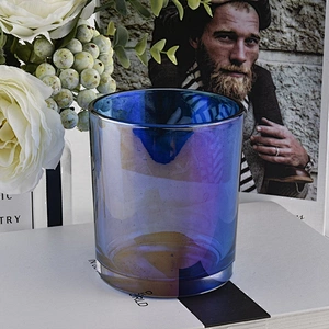 Suppliers tea light blue  luxury glass candle jar for candle making
