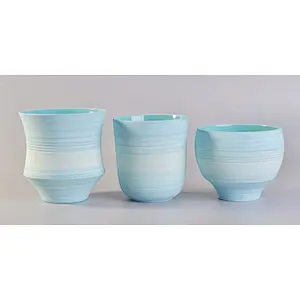 Sunny handmade blue matte ceramic candle holders