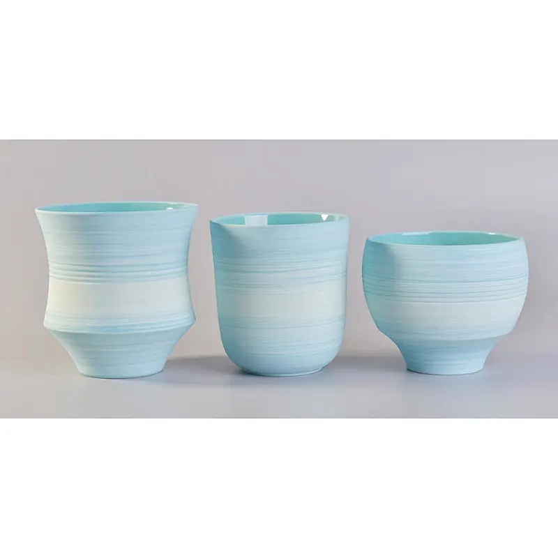 Sunny handmade blue matte ceramic candle holders