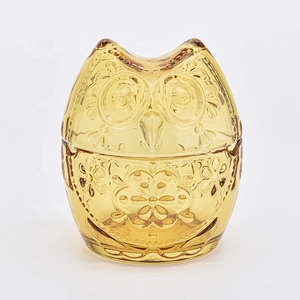 Owl shape decorative glass candle jars home decor
