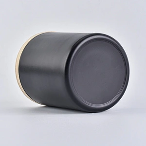 Decorative Matte Black Candle Jar With Wood Lids