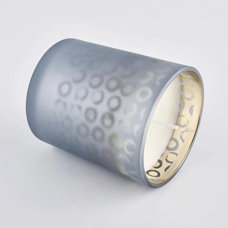Wholesales custom decorative grey tealight glass candle holder containers