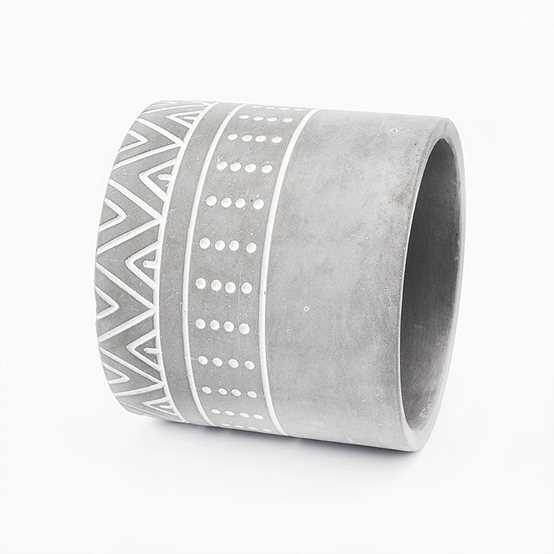 21oz engraving grey cement candle containers home decor concrete candle holders