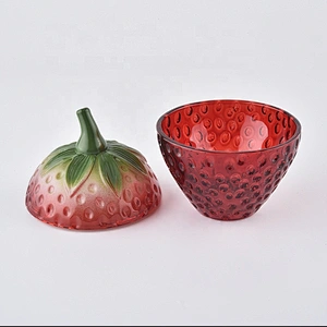 10oz 12oz Wholesales strawberry glass candle jar with lid