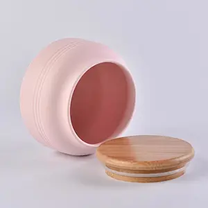 Home Decoration 8oz Pink Ceramic Candle Jar with lid