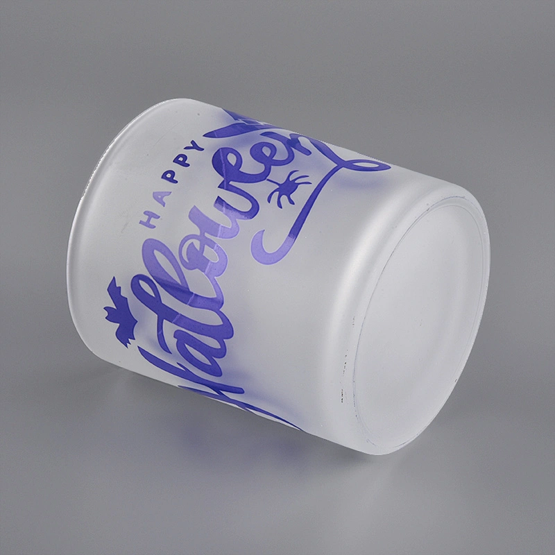 Holiday Decoration Frosted Glass Candle Jar With Printing