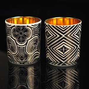 10oz 20oz Wholesales recycled tealight black glass candle holder for home decor with packaging