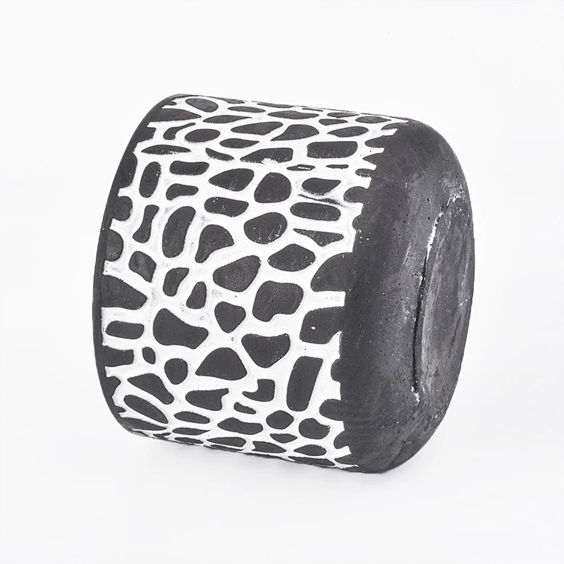 7oz engraving black cement candle holders for home decor soy wax candle containers