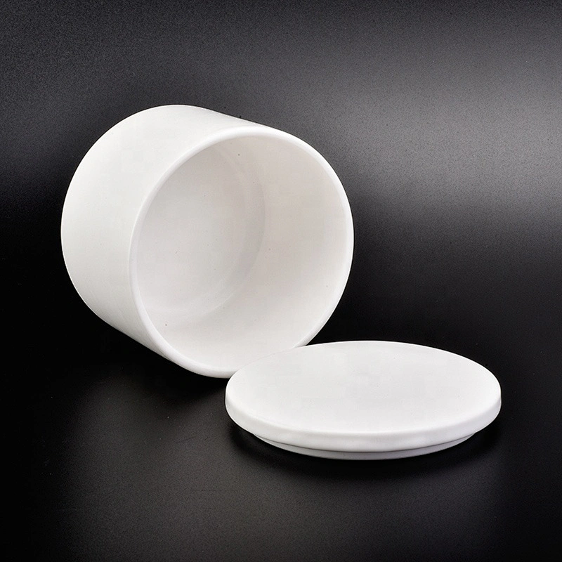 Matte White Ceramic Candle Jars With Lids
