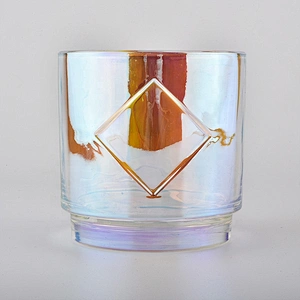Large Capacity Holographic Iridescent Glass Candle Jars