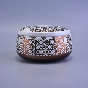Sunny glassware customized scented silver ceramic candle jar with lid 10oz