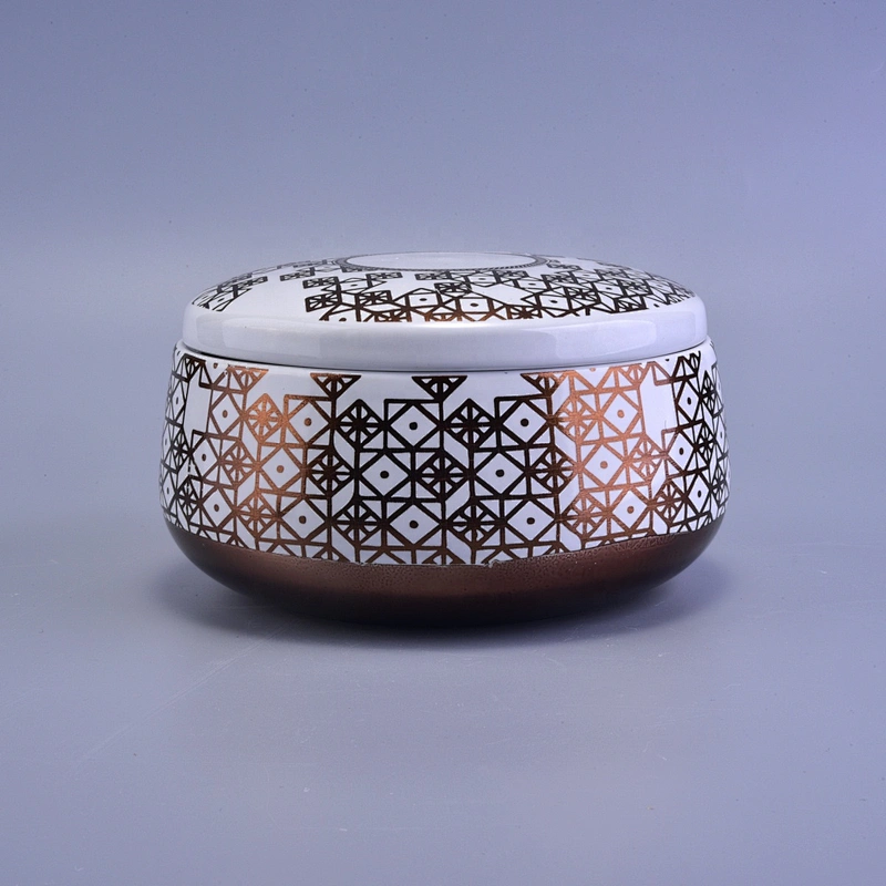 Sunny glassware customized scented silver ceramic candle jar with lid 10oz