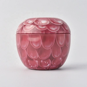 Metal Aluminum red apple shape 8 oz candle tins with lid