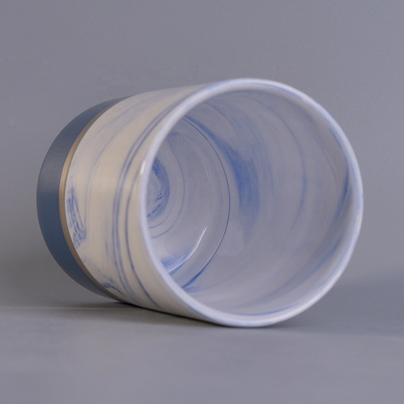 12oz Vintage blue tealight ceramic candle holder