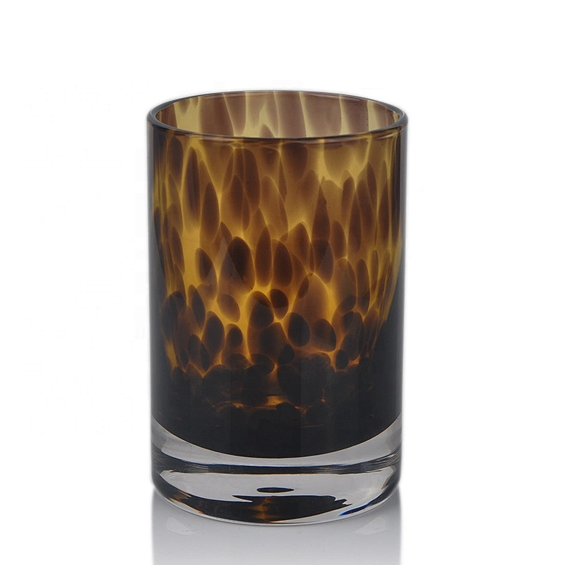 Wholesales luxury amber cylinder decorative candle glass holder