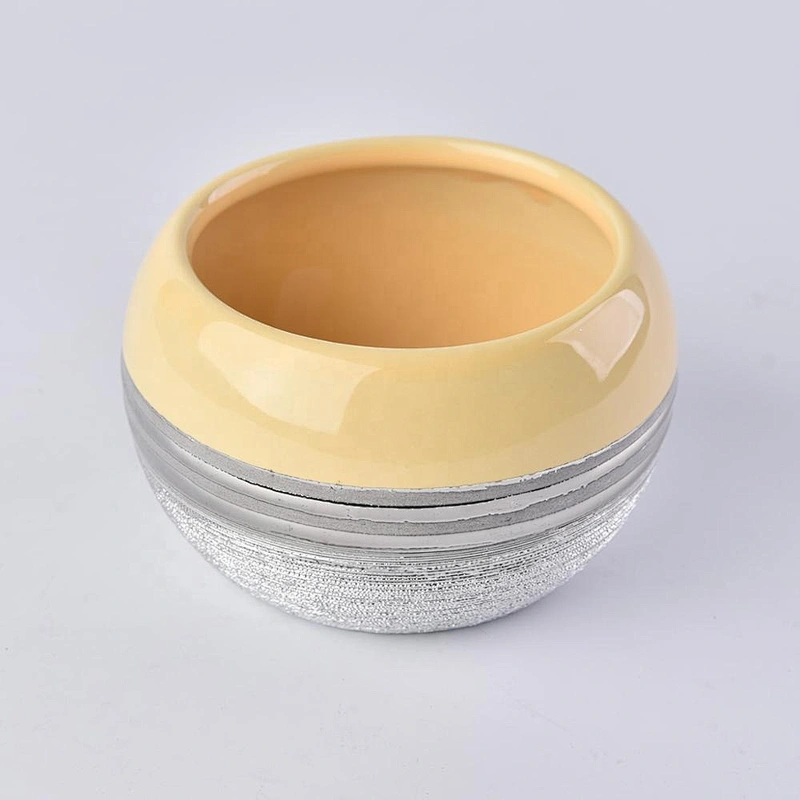 Wholesales round silver ceramic candle containers 10oz