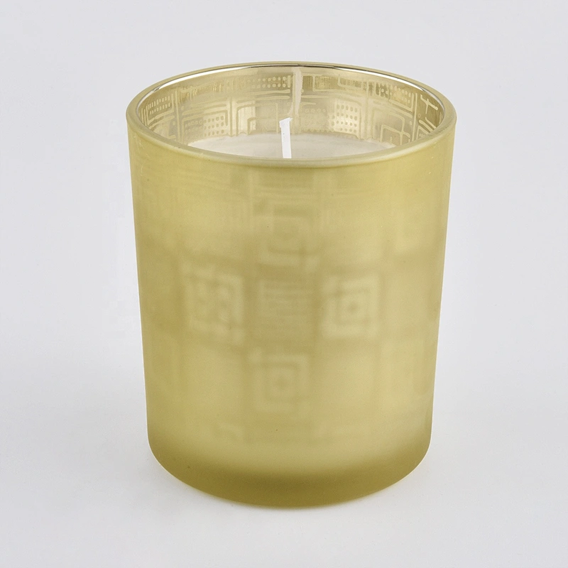 Wholesales custom matte gold tealight glass candle holders 10oz 20oz