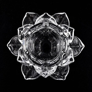 Custom lotus Wholesales luxury tealight crystal glass candle jar