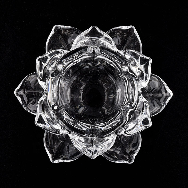 Custom lotus Wholesales luxury tealight crystal glass candle jar