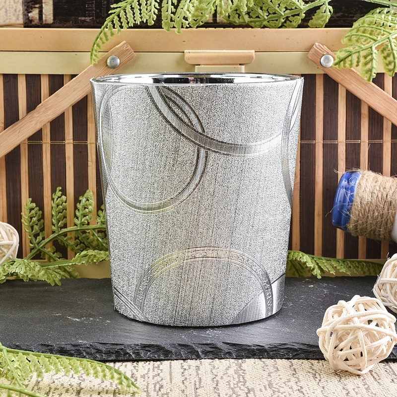 Sunny leather electroplated silver PU material candle holders jars