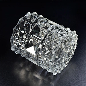 Crystal Embossed Glass Candle Jar