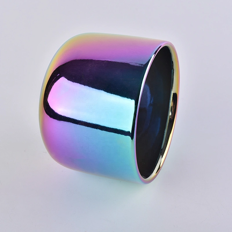 OEM ODM luxury iridescent glass candle holders home decoration