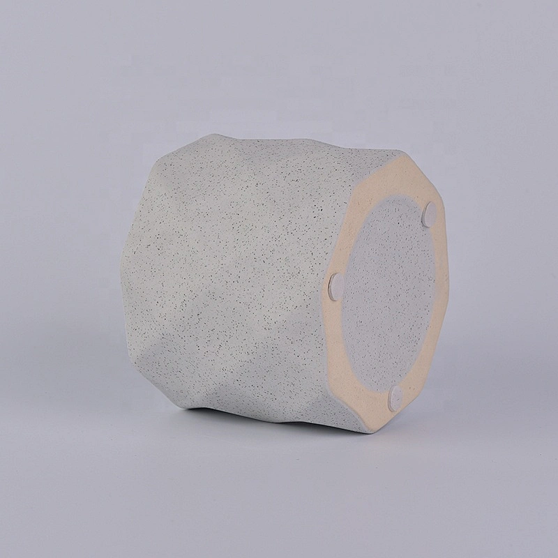 Grey Embossed Ceramic Candle Holders