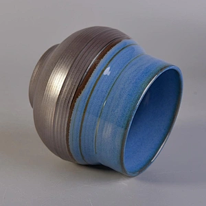 Wholesales empty blue glazed ceramic candle jar 6oz 8oz 10oz