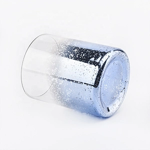 10 oz Crystal blue mercury wedding glass candle holders