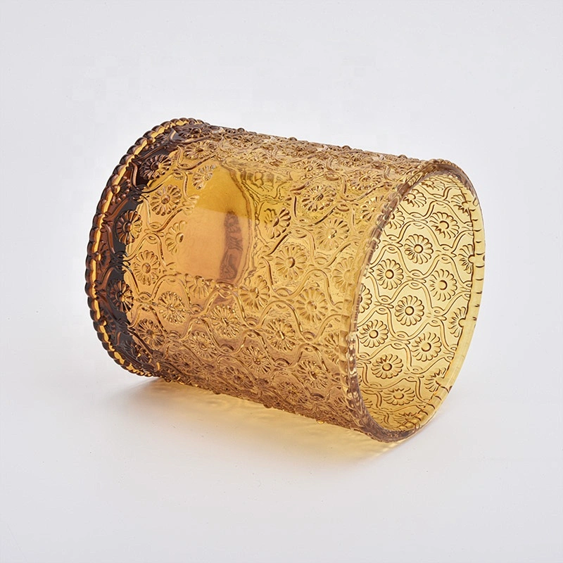 Wholesales Brown luxury Glass Candle Holder with lid