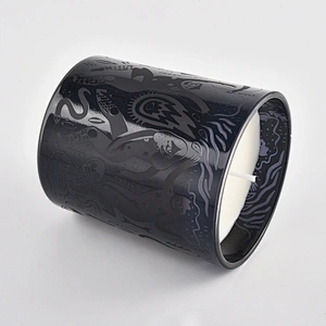 Wholesales luxury black matte cylinder glass candle jar holder