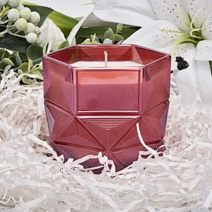 Wholesales christmas Custom Hexagon candle glass holder 10oz 20oz