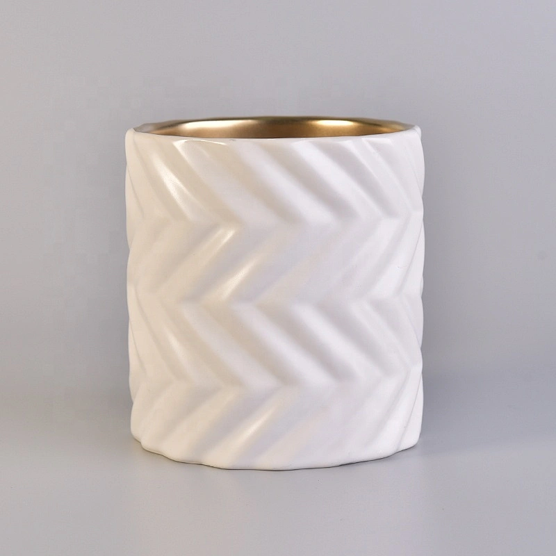 Luxury white massage ceramic candle jar