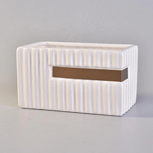 Hot sales custom square white ceramic candle holders in bulk