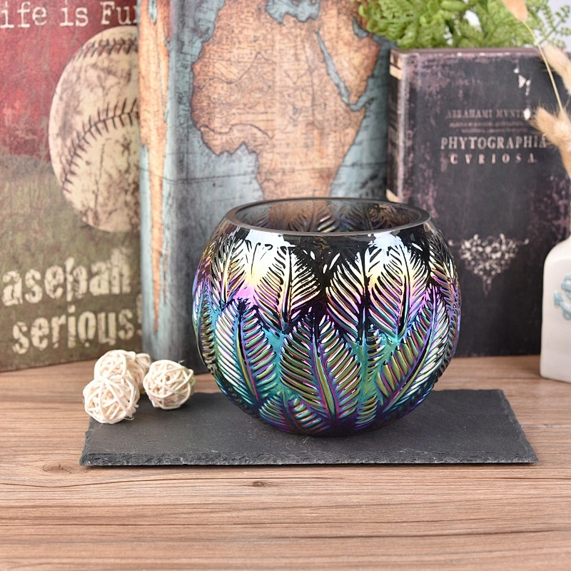 Sunny lotus electroplated glass candle container bulk
